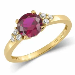 Rød rubin ring i 9 karat guld