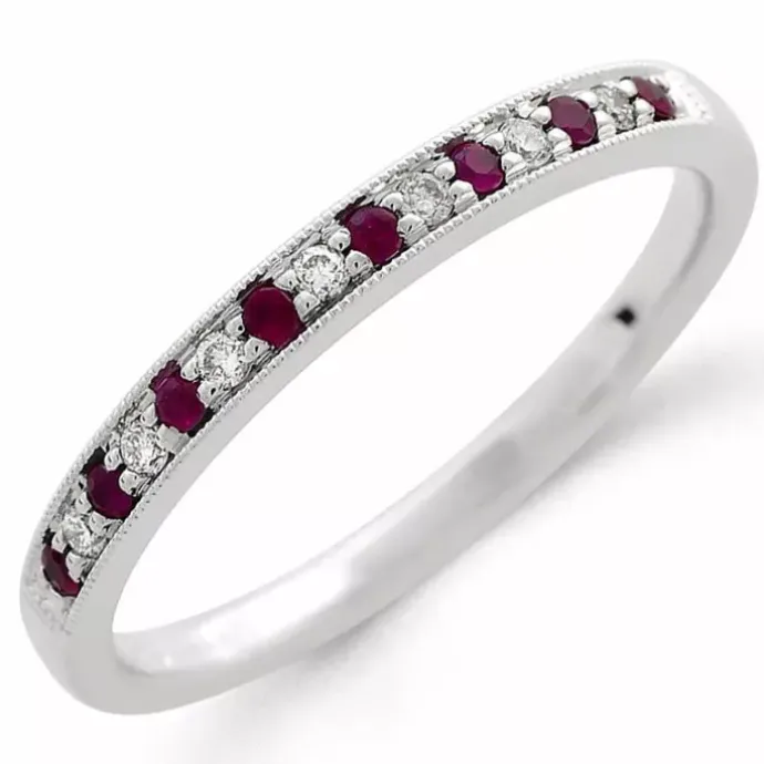 Rød rubin ring i 14 karat hvidguld 0,08 ct 0,17 ct