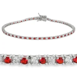Rød zirkon tennisarmbånd i sølv x 2,4 mm