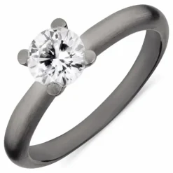 Ring i sort rhodineret sølv