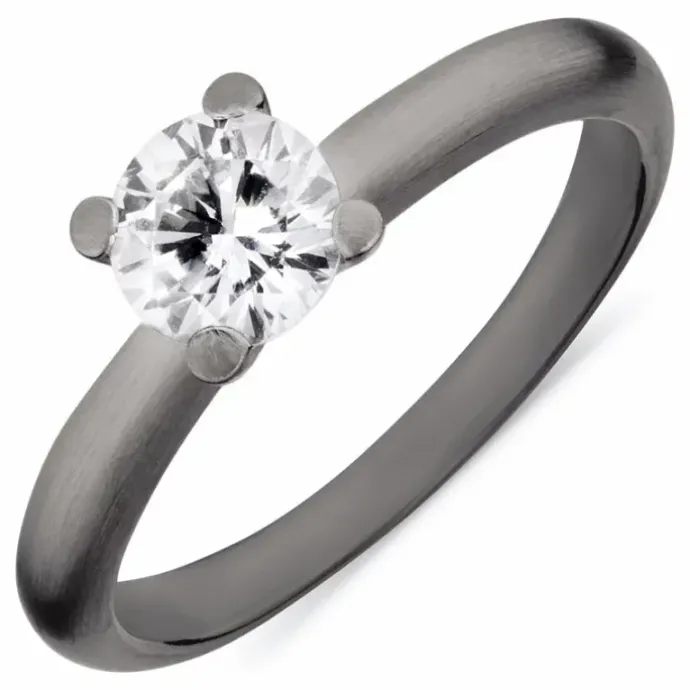 Ring i sort rhodineret sølv
