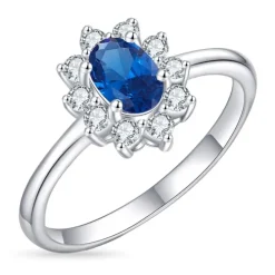 Roset syntetisk spinel ring i sølv