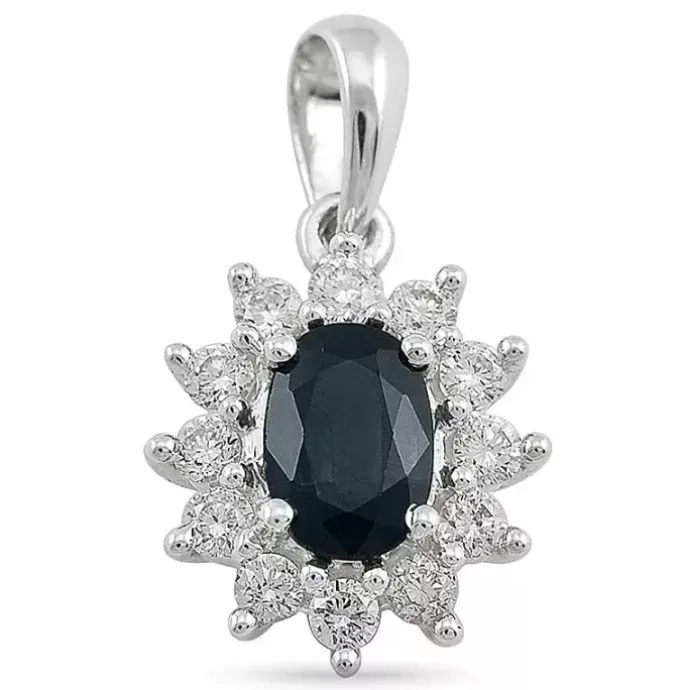 Rosetvedhæng i 14 karat hvidguld 0,26 ct 0,65 ct