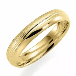 Ru og blank 4 mm vielsesring i 9 karat guld
