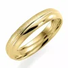 Ru og blank 4 mm vielsesring i 14 karat guld