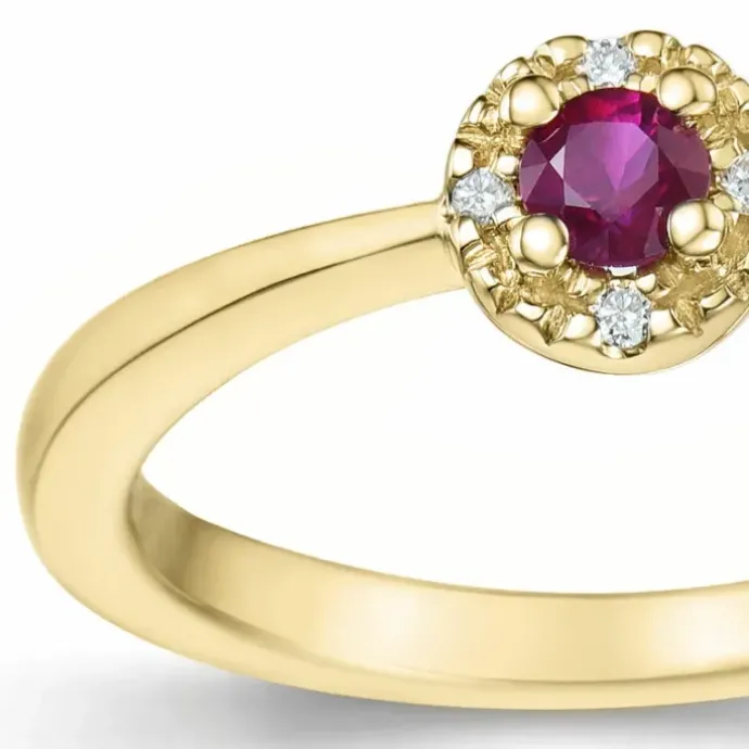Rubin brillantring i 14 karat guld 0,147 ct 0,02 ct
