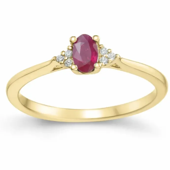 Rubin diamantring i 14 karat guld 0,35 ct 0,03 ct