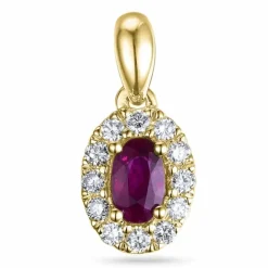 Rubin rosetvedhæng i 14 karat guld 0,35 ct 0,15 ct