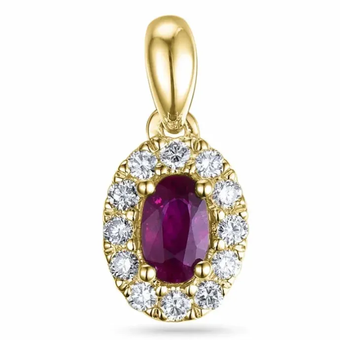 Rubin rosetvedhæng i 14 karat guld 0,35 ct 0,15 ct