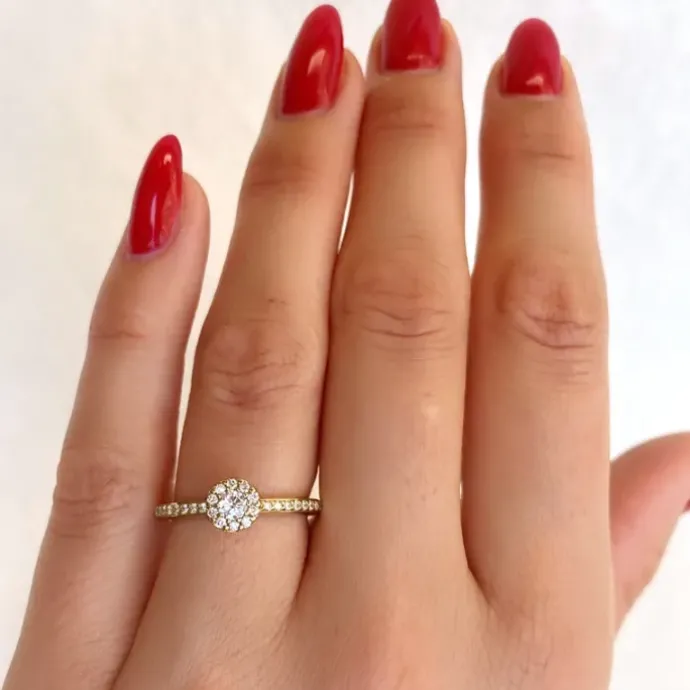Rund diamant guld ring i 14 karat guld 0,15 ct 0,188 ct