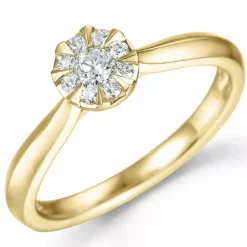 Rund diamant ring i 14 karat guld 0,10 ct 0,12 ct