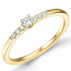 Rund diamantring i 14 karat guld 0,08 ct 0,06 ct