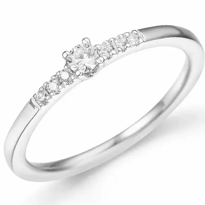 Rund diamantring i 14 karat hvidguld 0,08 ct 0,06 ct
