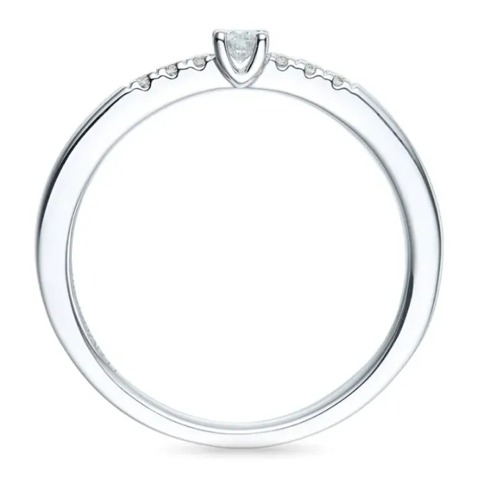 Rund diamantring i 14 karat hvidguld 0,08 ct 0,06 ct