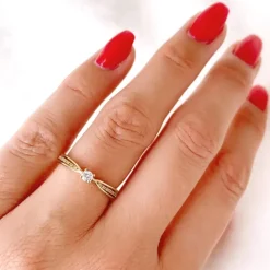 Rund diamantring i 14 karat guld 0,14 ct