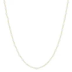 Rund hvid perle halskæde i forgyldt sølv 40 cm plus 5 cm x 3,3 mm