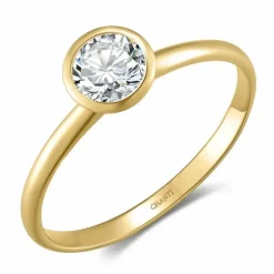 Rund hvid zirkon ring i forgyldt sølv