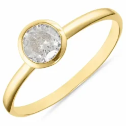 Rund hvid zirkon ring i forgyldt sølv