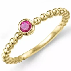 Rund rubin ring i 9 karat guld 0,14 ct