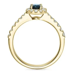 Rund safir rosetring i 14 karat guld 0,31 ct 0,45 ct