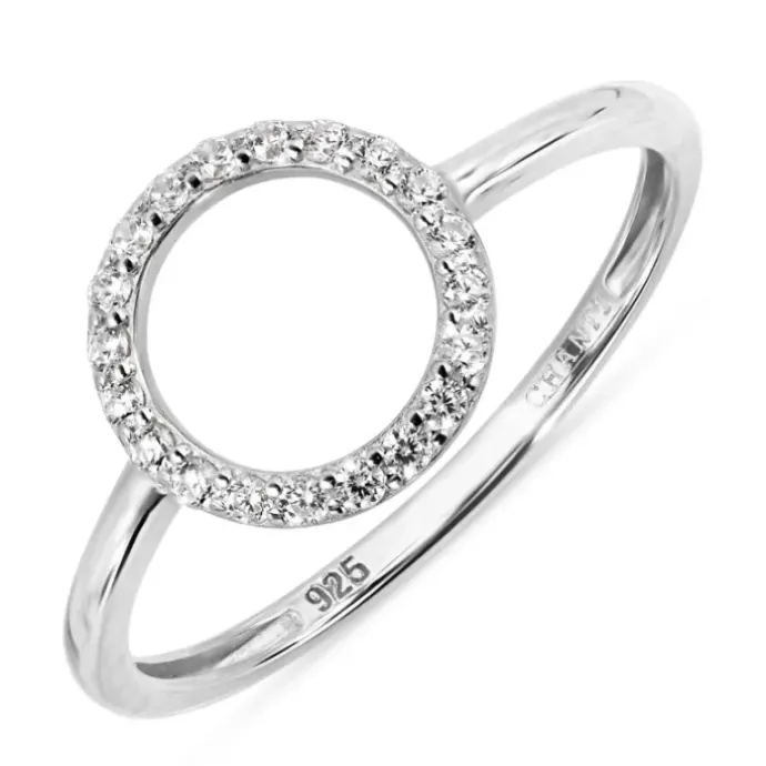 Rund zirkon ring i sølv