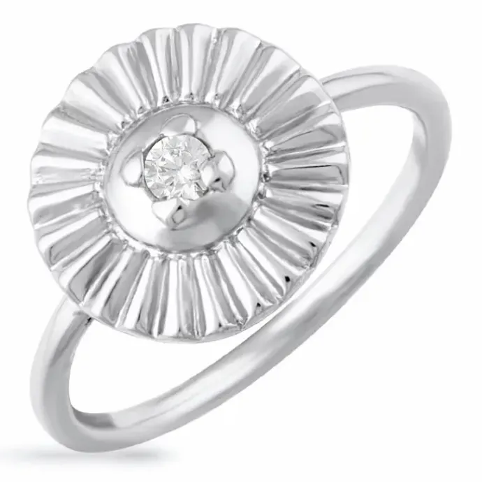 Rund zirkon ring i sølv