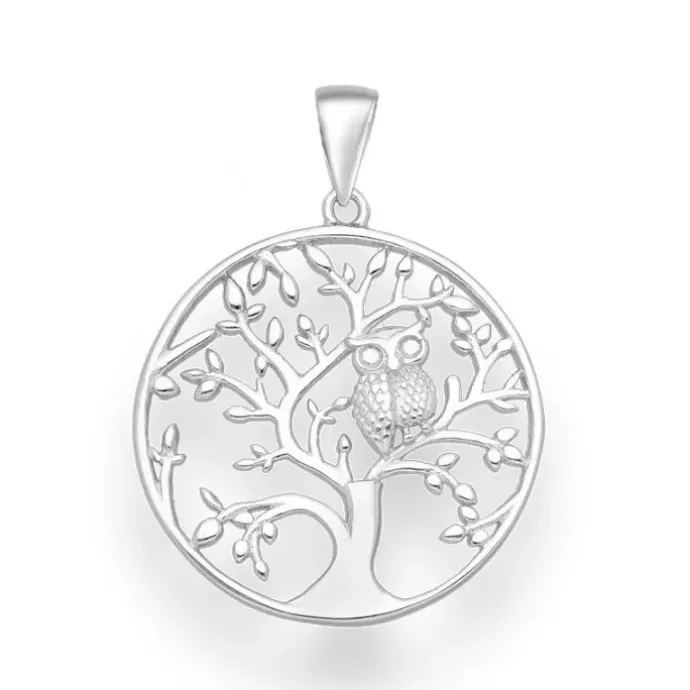 Rundt livets træ vedhæng i sølv