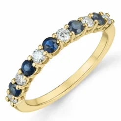 Safir brillantring i 14 karat guld 0,24 ct 0,45 ct