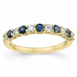 Safir brillantring i 14 karat guld 0,24 ct 0,45 ct