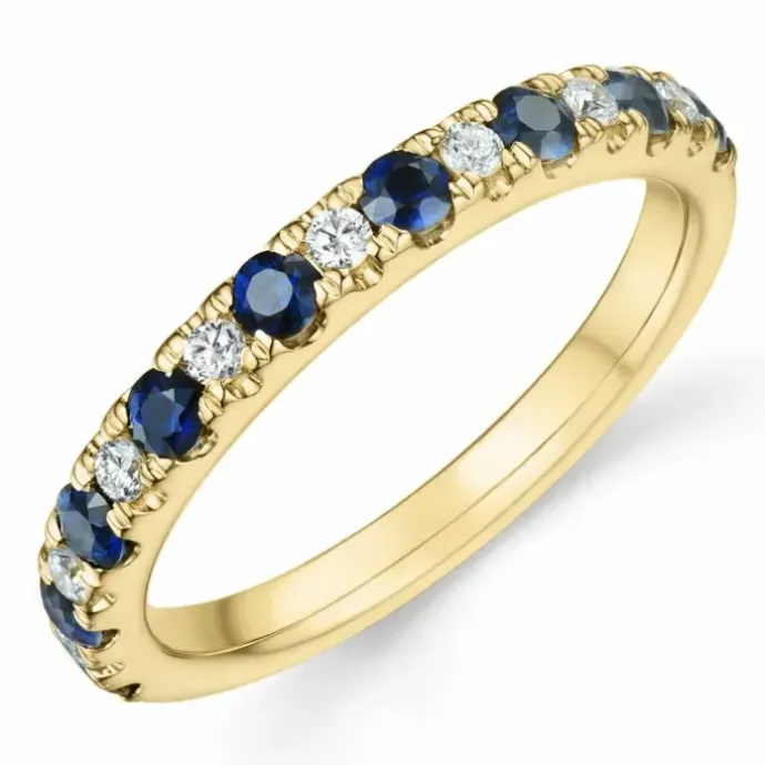 Safir diamantring i 14 karat guld 0,128 ct 0,513 ct