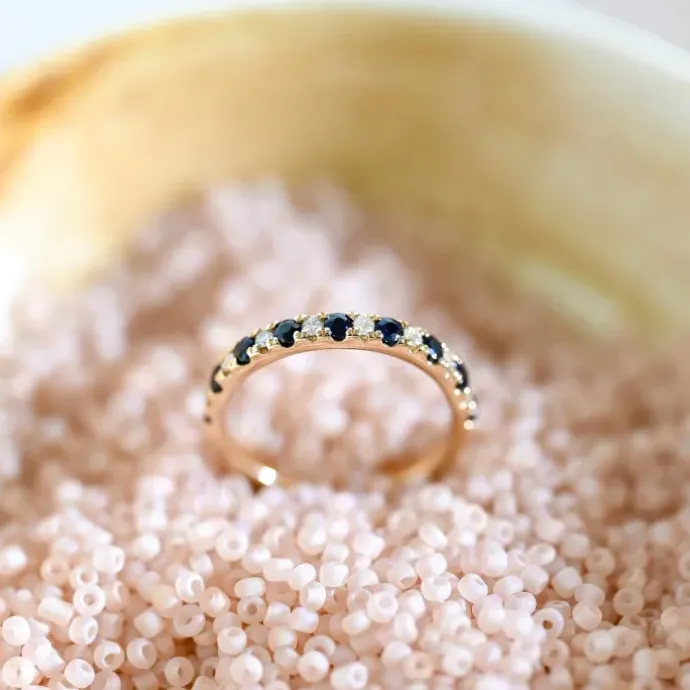 Safir diamantring i 14 karat guld 0,128 ct 0,513 ct