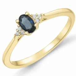 Safir diamantring i 14 karat guld 0,35 ct 0,03 ct