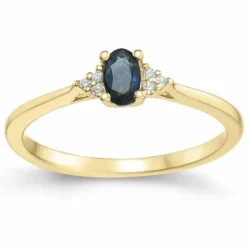 Safir diamantring i 14 karat guld 0,35 ct 0,03 ct