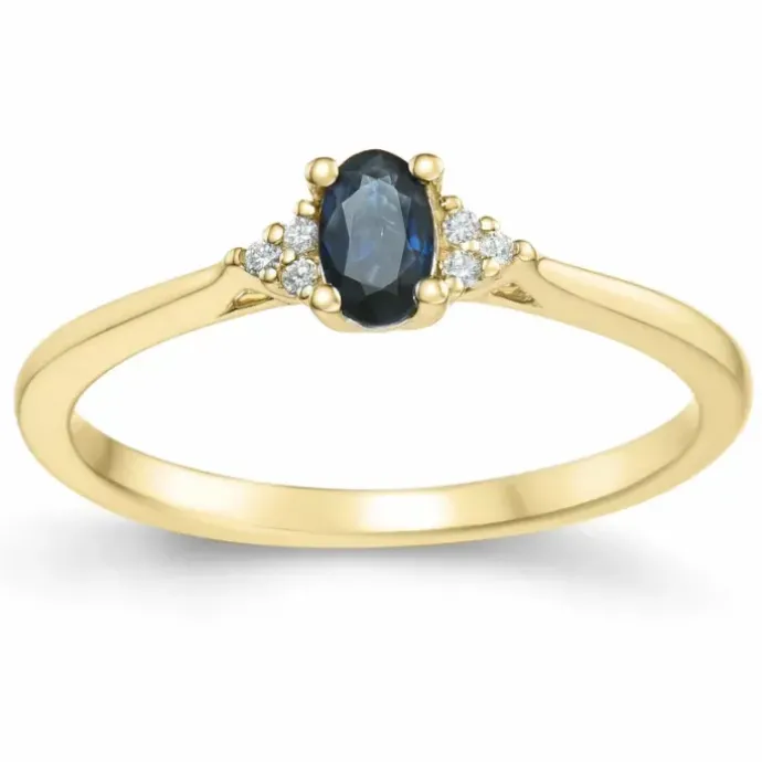 Safir diamantring i 14 karat guld 0,35 ct 0,03 ct