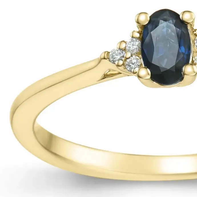 Safir diamantring i 14 karat guld 0,35 ct 0,03 ct