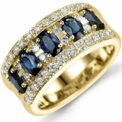 Safir diamantring i 14 karat guld 0,49 ct 1,75 ct