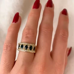 Safir diamantring i 14 karat guld 0,49 ct 1,75 ct