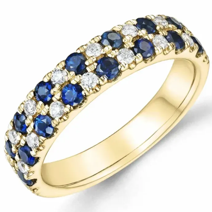 Safir diamantring i 14 karat guld 0,24 ct 0,96 ct