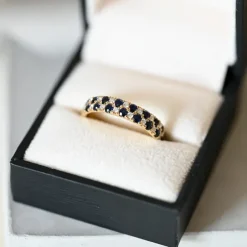 Safir diamantring i 14 karat guld 0,24 ct 0,96 ct