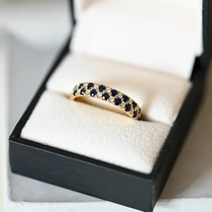 Safir diamantring i 14 karat guld 0,24 ct 0,96 ct