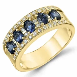Safir diamantring i 14 karat guld 0,26 ct 1,26 ct