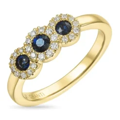 Safir diamantring i 14 karat guld 0,15 ct 0,36 ct