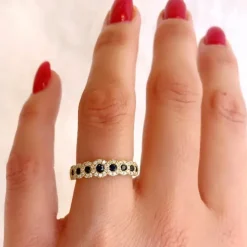 Safir diamantring i 14 karat guld 0,23 ct 0,46 ct