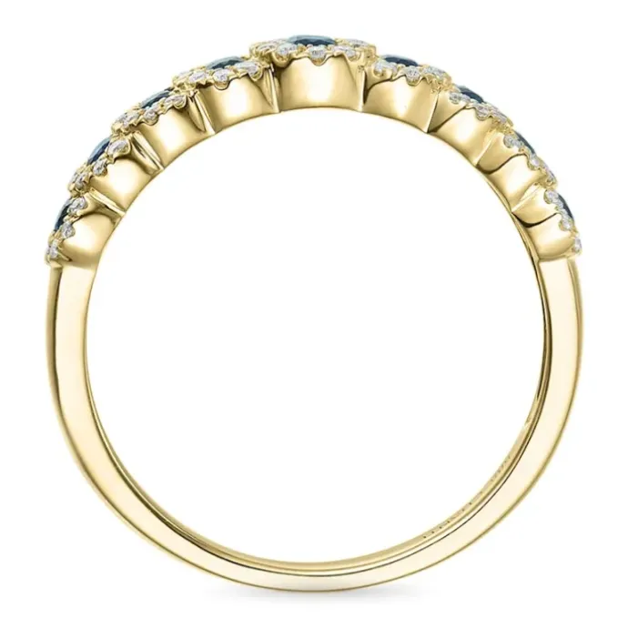 Safir diamantring i 14 karat guld 0,23 ct 0,46 ct