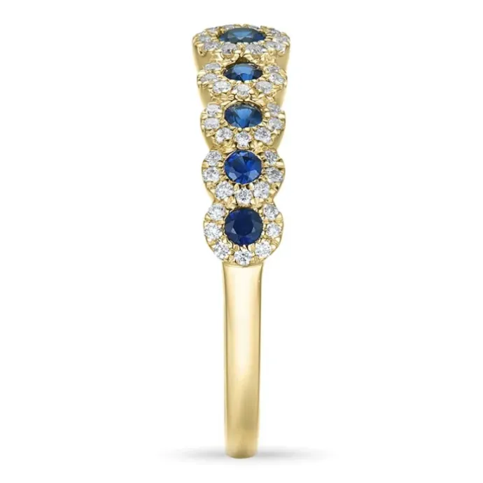 Safir diamantring i 14 karat guld 0,23 ct 0,46 ct
