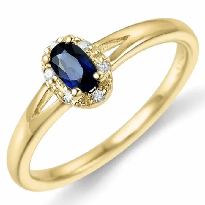 Safir ring i 14 karat guld 0,03 ct 0,35 ct