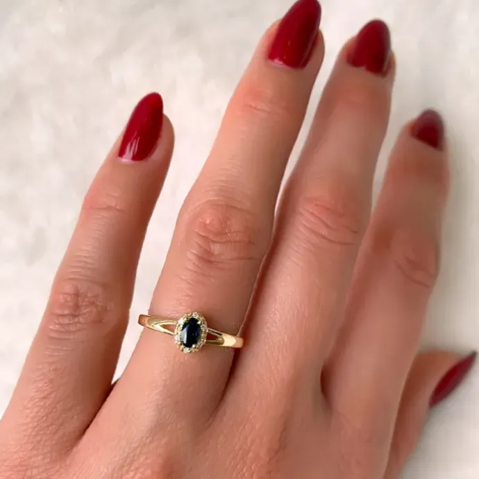 Safir ring i 14 karat guld 0,03 ct 0,35 ct