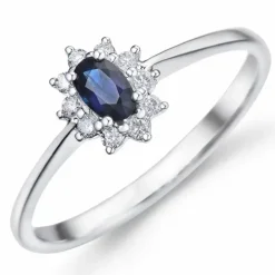 Safir rosetring i 14 karat hvidguld 0,11 ct 0,35 ct