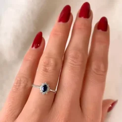 Safir rosetring i 14 karat hvidguld 0,11 ct 0,35 ct