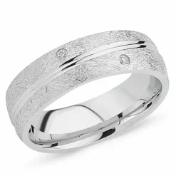 Sandblæst zirkon ring i rhodineret sølv